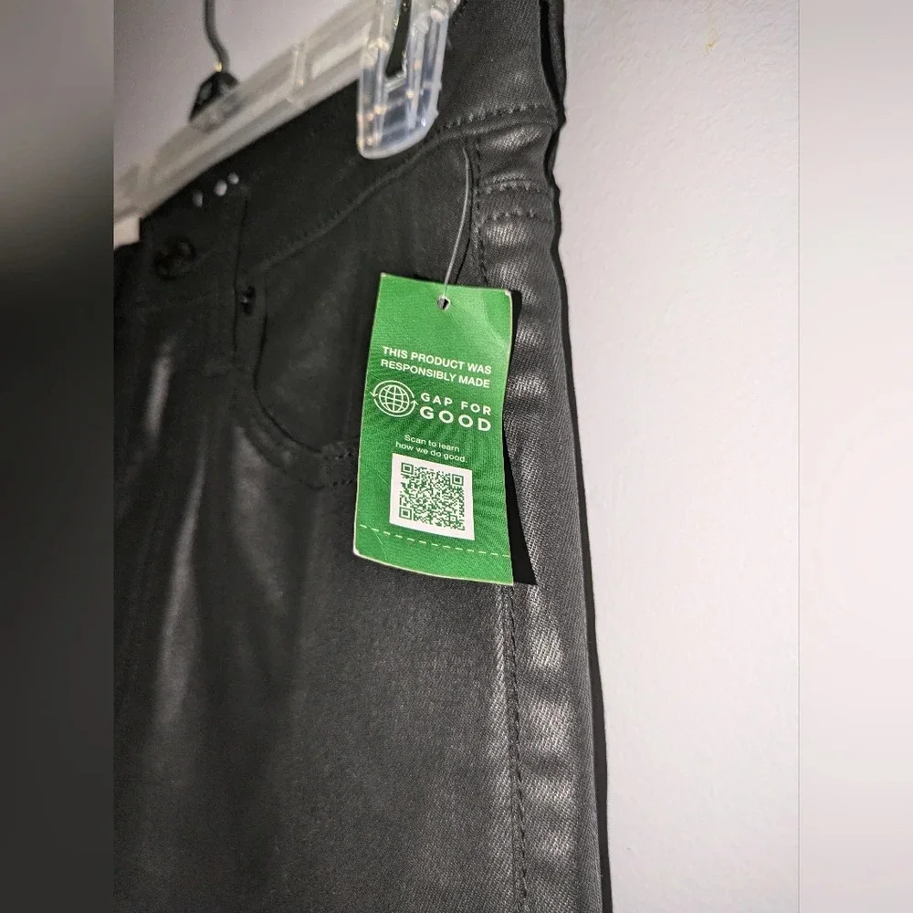 NWT GAP Teen Sky High 90s Loose Black Faux Leather Pants Size Teen 14